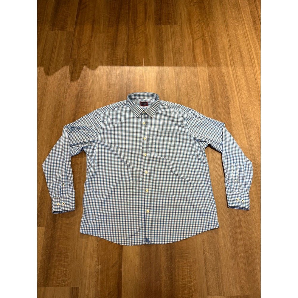 UNTUCKit Button Down Mens XXL Blue Gingham Lehman Performance Stretch Shirt